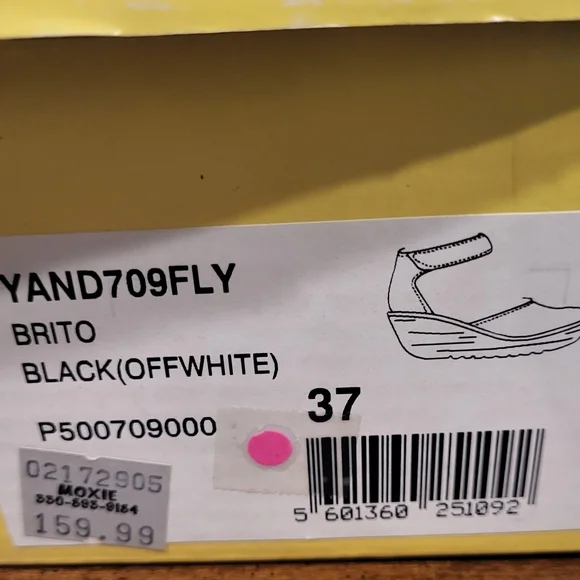 FLY London Women's Brito Sandals Black & Off White Size 37 (US 6-6.5) - Picture 3 of 13